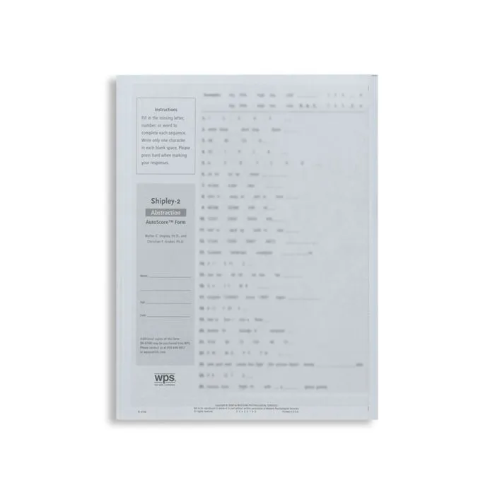 Shipley-2 Abstraction AutoScore Form (Pack of 25)