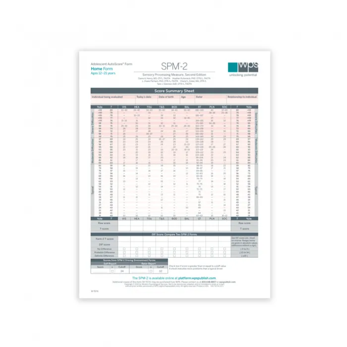 SPM-2 Adolescent Home Print Form (Pack of 25)
