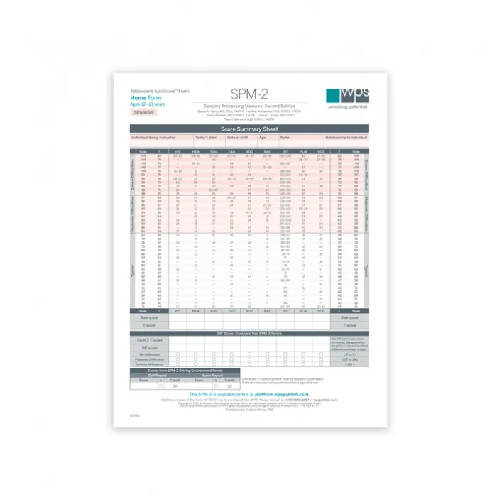 SPM-2 Spanish Adolescent Home Print Form (Pack of 25)