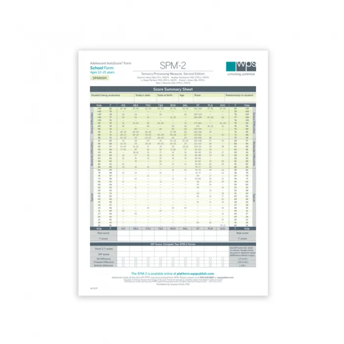 SPM-2 Spanish Adolescent School Print Form (Pack of 25)