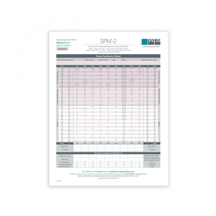 SPM-2 Spanish Child Home Print Form (Pack of 25)
