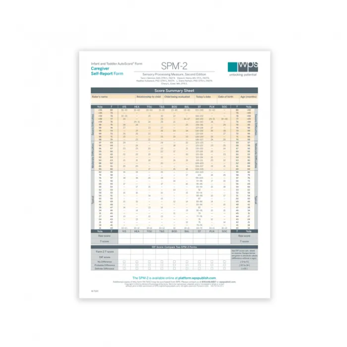 SPM-2 Infant/Toddler Caregiver Self-Report Print Form (Pack of 25)