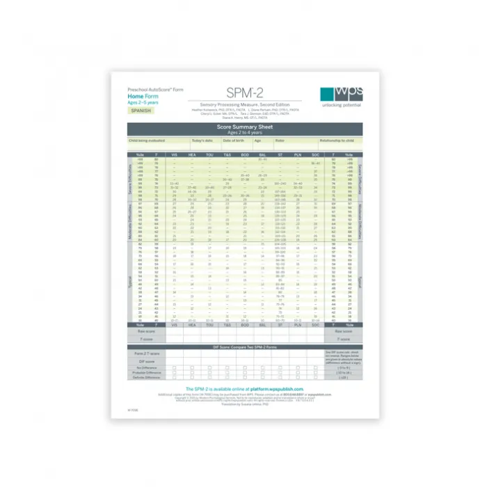 SPM-2 Spanish Preschool Home Print Form (Pack of 25)
