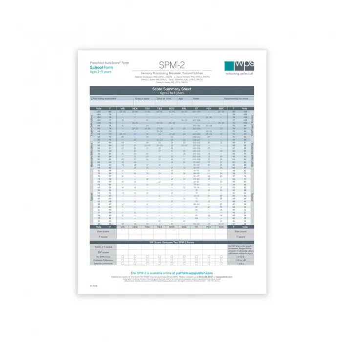 SPM-2 Preschool School Print Form (Pack of 25)