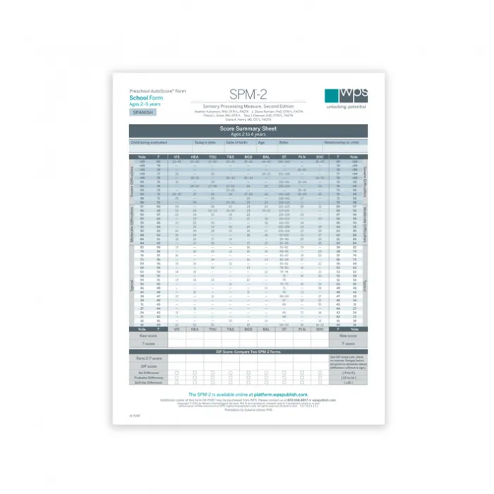 SPM-2 Spanish Preschool School Print Form (Pack of 25)