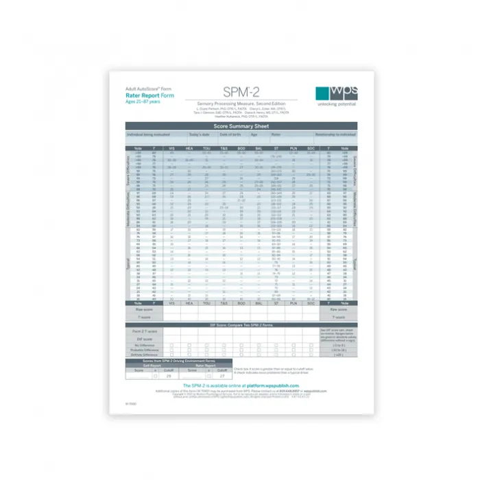 SPM-2 Adult Rater Report Print Form (Pack of 25)