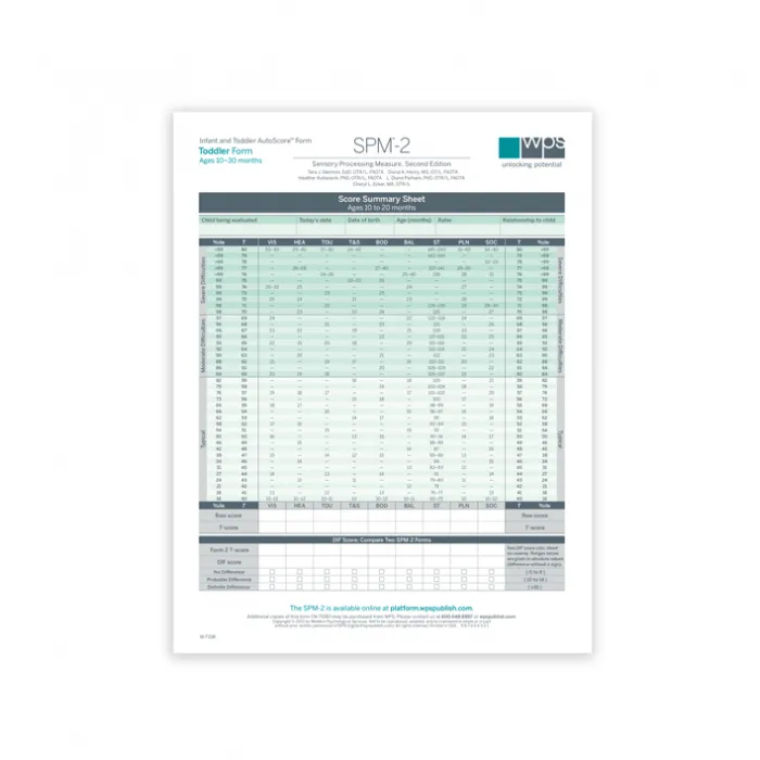 SPM-2 Toddler Print Form (Pack of 25)
