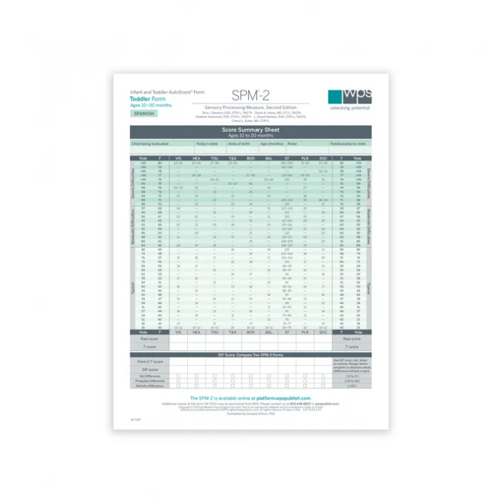 SPM-2 Spanish Toddler Print Form (Pack of 25)