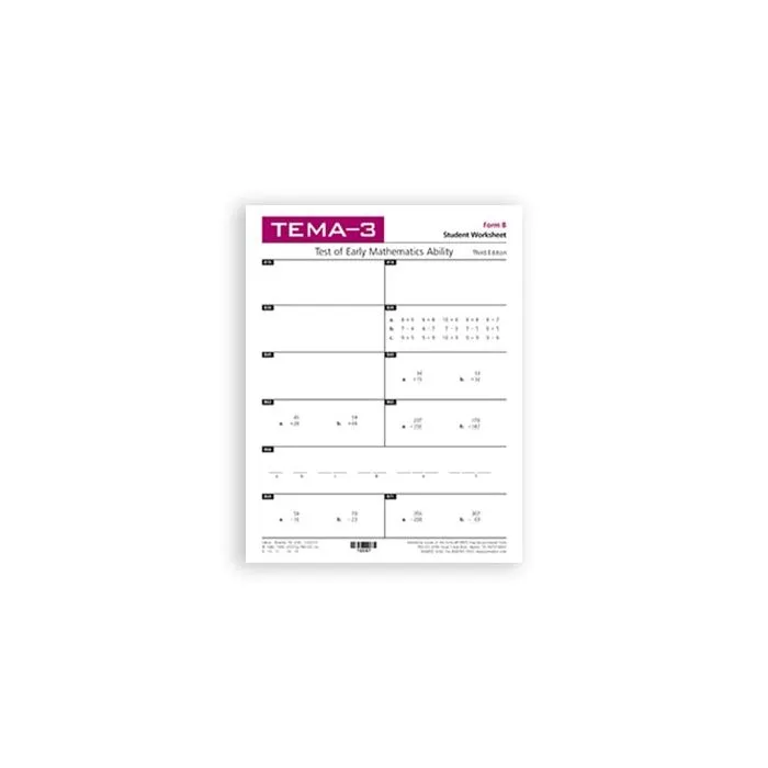 TEMA-3 Worksheet Form B (Pack of 25)