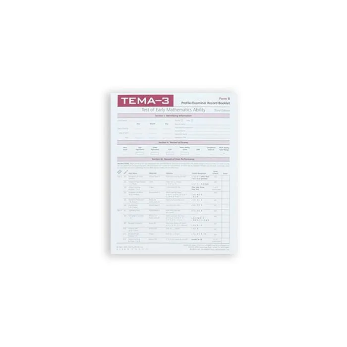 TEMA-3 Examiner Record Booklet Form B (Pack of 25)