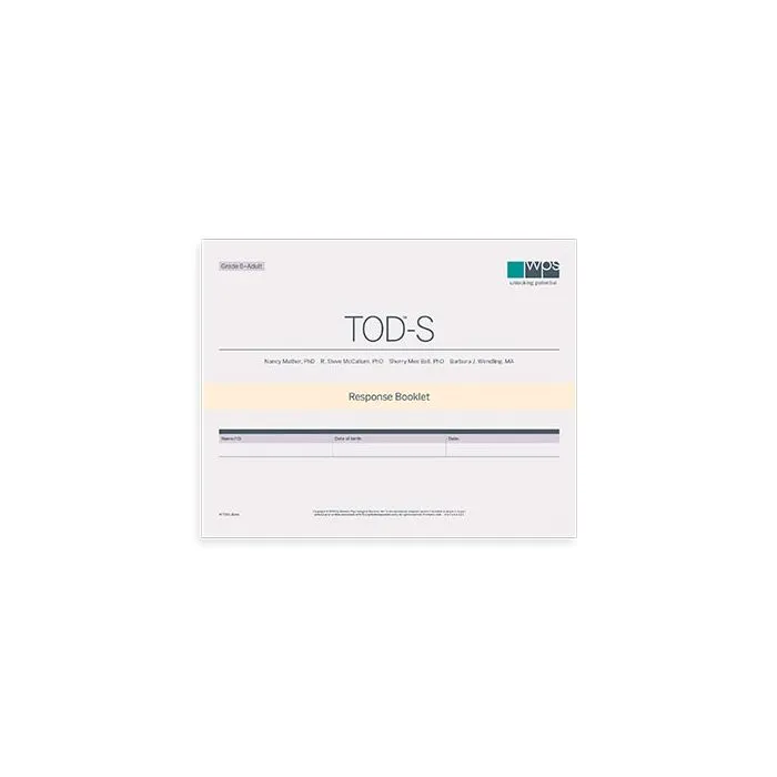 TOD-S Online Response Booklet Grade 6-Adult (5 Uses)