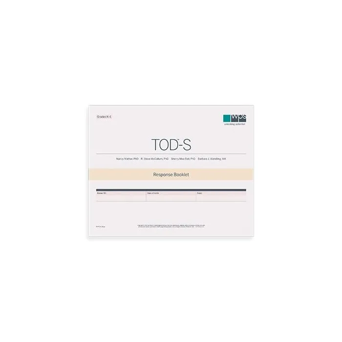 TOD-S Online Response Booklet Grades K-1 (10 Uses)