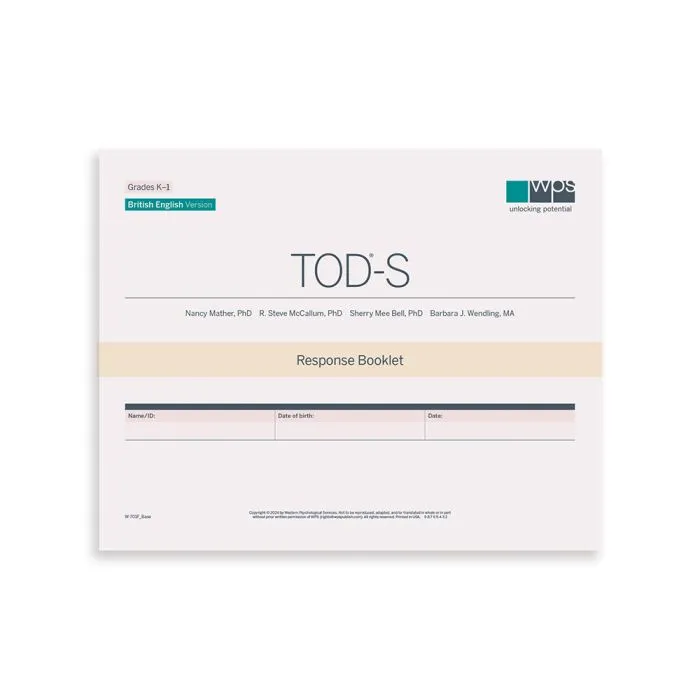 TOD-S Online Response Booklet Grades K-1 (5 Uses)