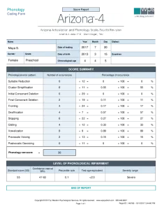 Phonology Score Report Example