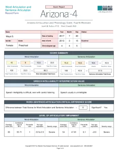 Articulation Score Report Example