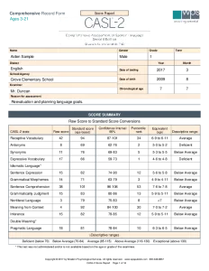 CASL-2 Comprehensive Record Form Sample Report