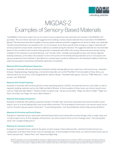 MIGDAS-2 Sensory Based Materials