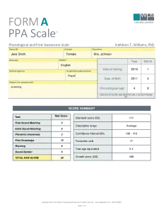 PPA Scale Sample Online Report