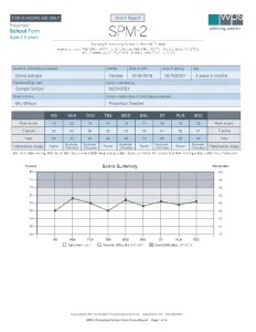 SPM-2 Preschool School Form Sample Report