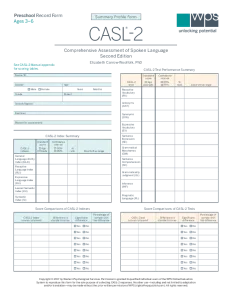 Summary Profile Form (Preschool)