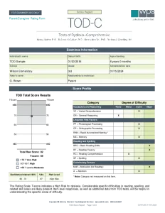 TOD-C Parent-Caregiver Rating Form Sample Report