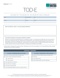 TOD-E Dyslexia Profile