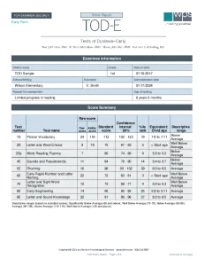 TOD-E Score Sample Report