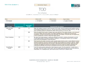 TOD Intervention Sample Report