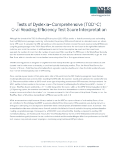 TOD-C Oral Reading Efficiency Test Score Interpretation