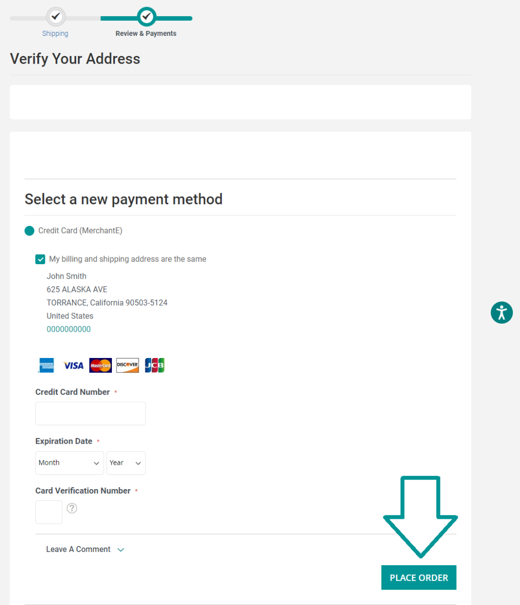 Image signaling the Place Order button
